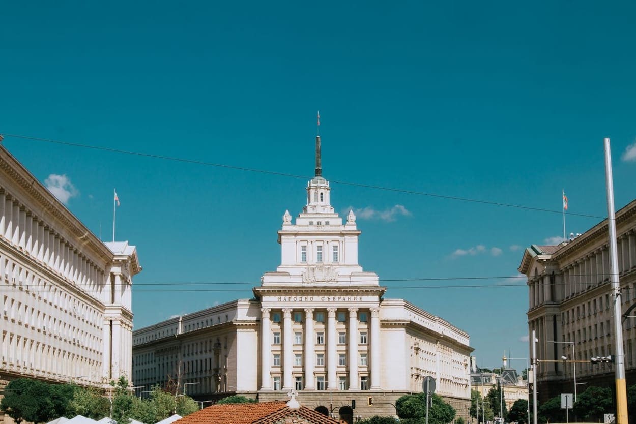 Sunny central Sofia with the National Assembly building